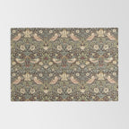 William Morris Vintage Strawberry Thief Dark Brown Chocolate Slate Rug Gallery Image 2