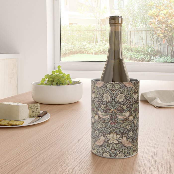 William Morris Vintage Strawberry Thief Dark Brown Chocolate Slate Wine Chiller Gallery Image 4