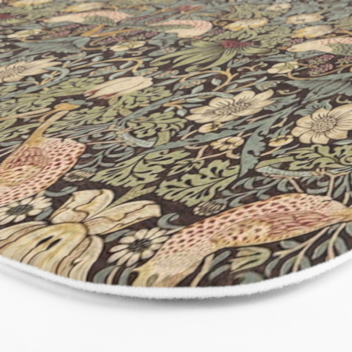 William Morris Vintage Strawberry Thief Dark Brown Chocolate Slate Bath Mat Gallery Image 3