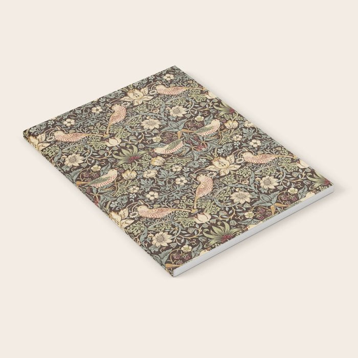 William Morris Vintage Strawberry Thief Dark Brown Chocolate Slate Notebook Gallery Image 2