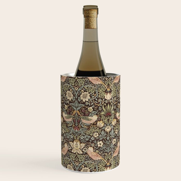 William Morris Vintage Strawberry Thief Dark Brown Chocolate Slate Wine Chiller Gallery Image 2