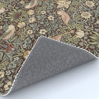 William Morris Vintage Strawberry Thief Dark Brown Chocolate Slate Rug Gallery Image 4
