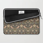 William Morris Vintage Strawberry Thief Dark Brown Chocolate Slate Laptop Sleeve Gallery Image 2