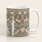 William Morris Vintage Strawberry Thief Dark Brown Chocolate Slate Coffee Mug Gallery Image 1