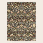 William Morris Vintage Strawberry Thief Dark Brown Chocolate Slate Poster Gallery Image 4
