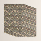 William Morris Vintage Strawberry Thief Dark Brown Chocolate Slate Wrapping Paper Gallery Image 3