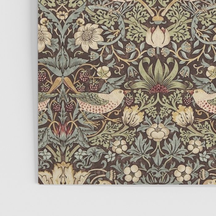 William Morris Vintage Strawberry Thief Dark Brown Chocolate Slate Poster Gallery Image 3