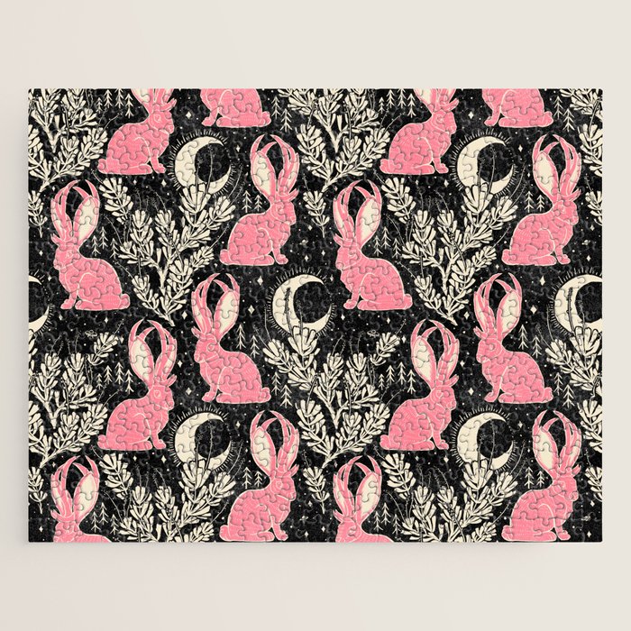 Jackalope - black and pink Jigsaw Puzzle Gallery Image 1