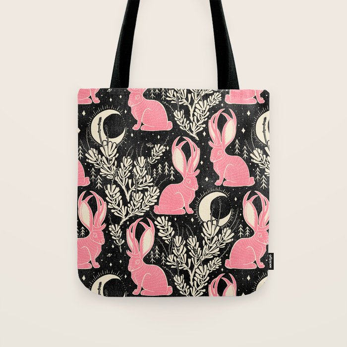 Jackalope - black and pink Tote Bag Gallery Image 1