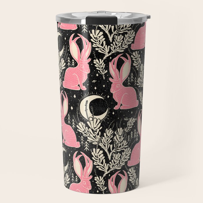 Jackalope - black and pink Travel Mug Gallery Image 1