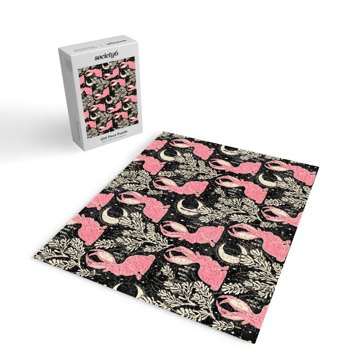 Jackalope - black and pink Jigsaw Puzzle Gallery Image 2