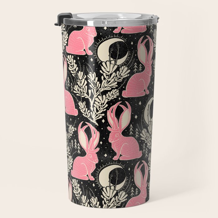 Jackalope - black and pink Travel Mug Gallery Image 3