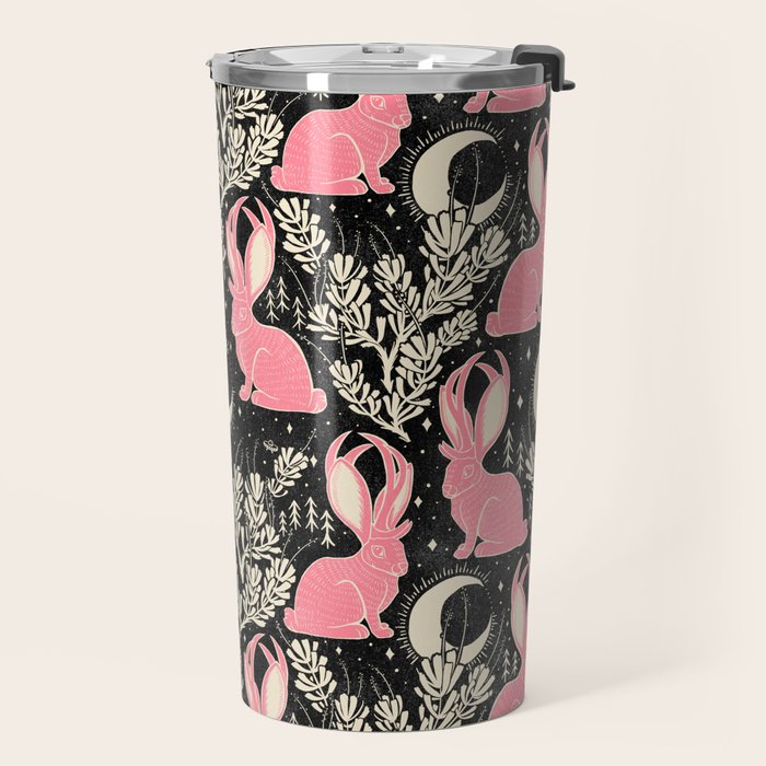 Jackalope - black and pink Travel Mug Gallery Image 2