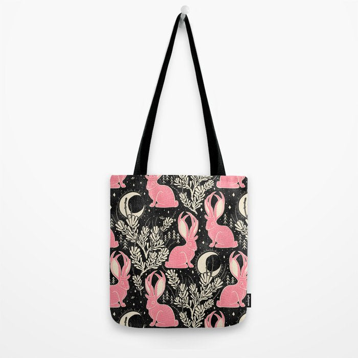 Jackalope - black and pink Tote Bag Gallery Image 2