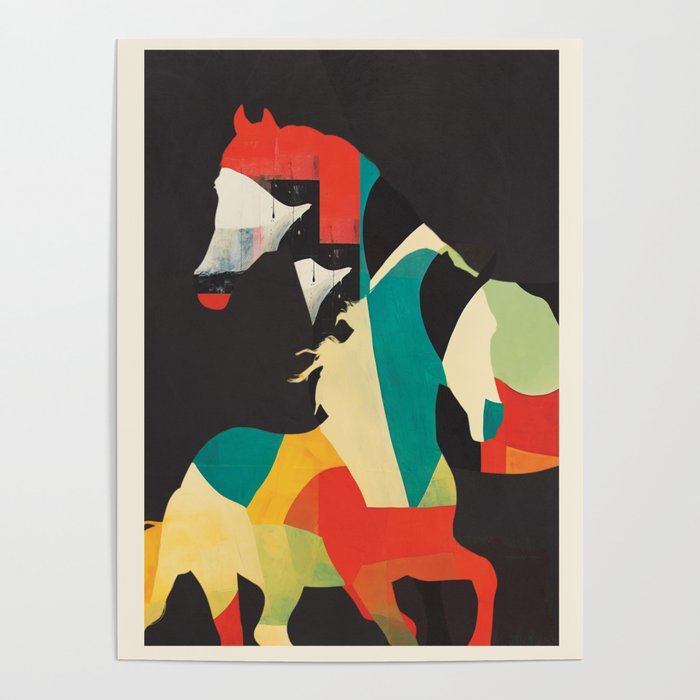 Colorful Abstract Horses 2 Poster Gallery Image 1
