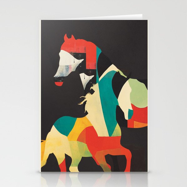 Colorful Abstract Horses 2 Stationery Card Gallery Image 2