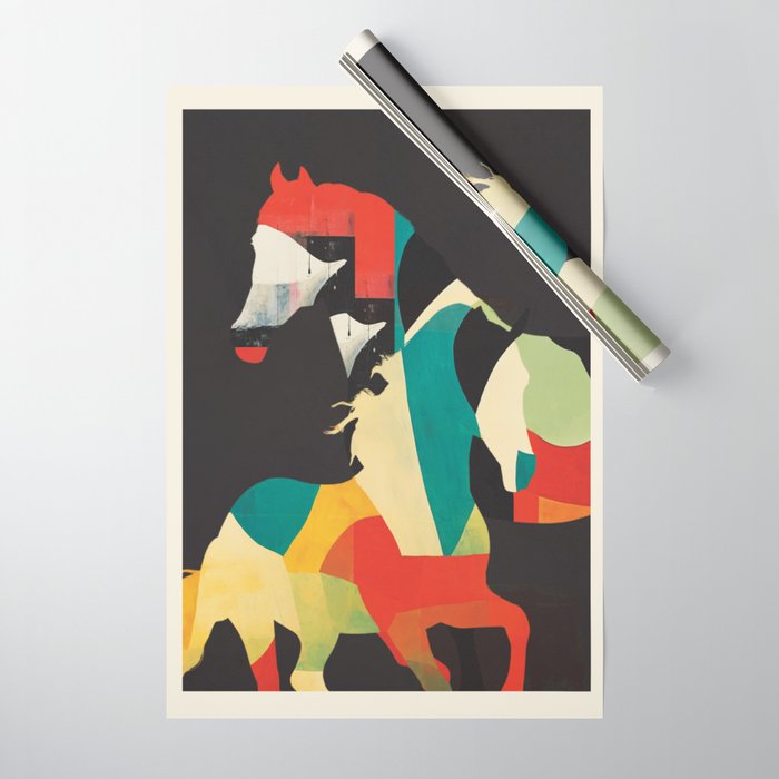 Colorful Abstract Horses 2 Wrapping Paper Gallery Image 1