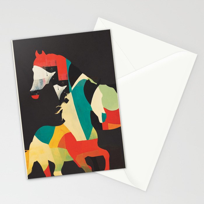 Colorful Abstract Horses 2 Stationery Card Gallery Image 2