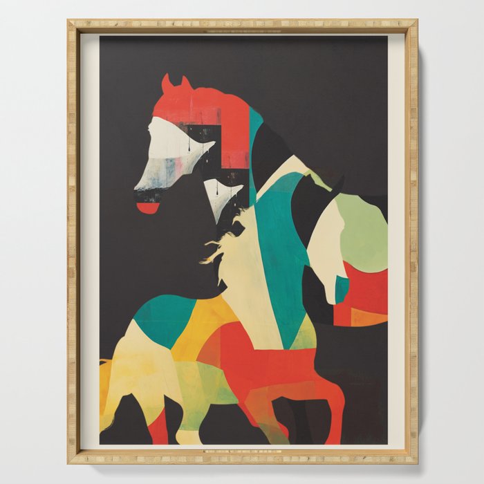 Colorful Abstract Horses 2 Serving Tray Gallery Image 1