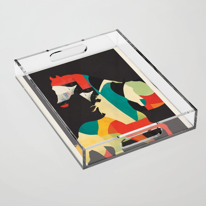 Colorful Abstract Horses 2 Acrylic Tray Gallery Image 1