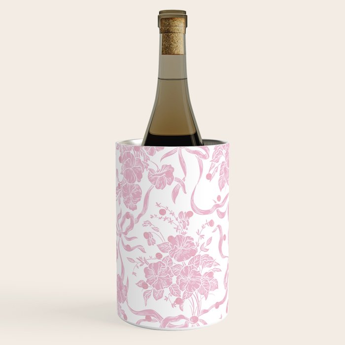 Vintage blush pink white bow floral polka dots Wine Chiller Gallery Image 3