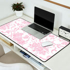 Vintage blush pink white bow floral polka dots Desk Mat Gallery Image 2