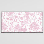 Vintage blush pink white bow floral polka dots Desk Mat Gallery Image 3