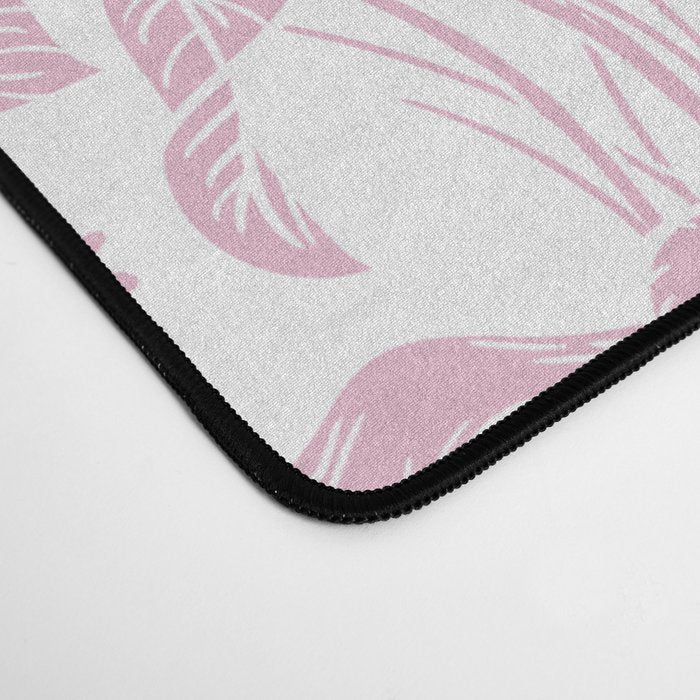 Vintage blush pink white bow floral polka dots Desk Mat Gallery Image 4