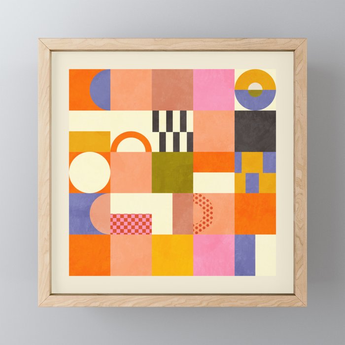 mid century mod shapes checkers Mini Art Print Gallery Image 1
