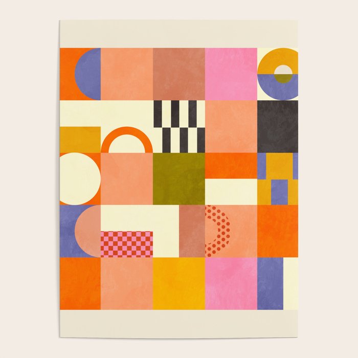 mid century mod shapes checkers Poster Gallery Image 4