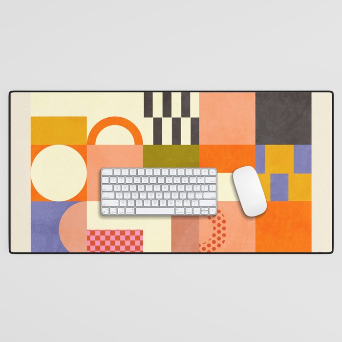 mid century mod shapes checkers Desk Mat Gallery Image 1