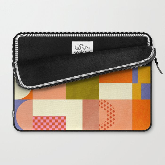 mid century mod shapes checkers Laptop Sleeve Gallery Image 2