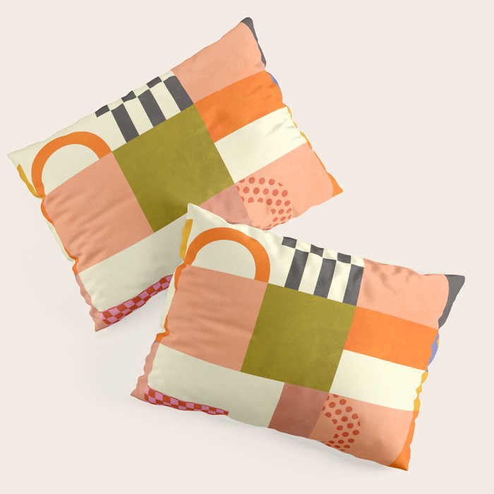 mid century mod shapes checkers Pillow Sham Gallery Image 3