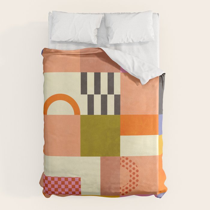 mid century mod shapes checkers Duvet Cover Gallery Image 6