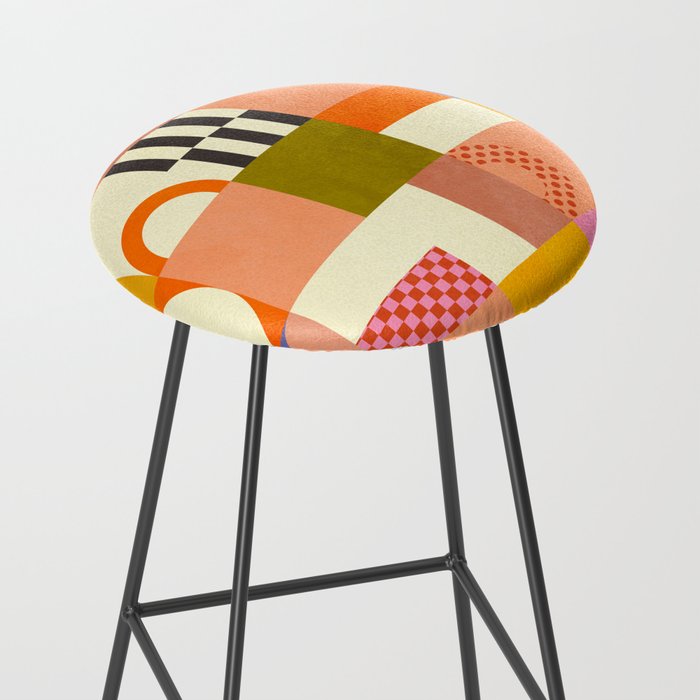 mid century mod shapes checkers Stool Gallery Image 2