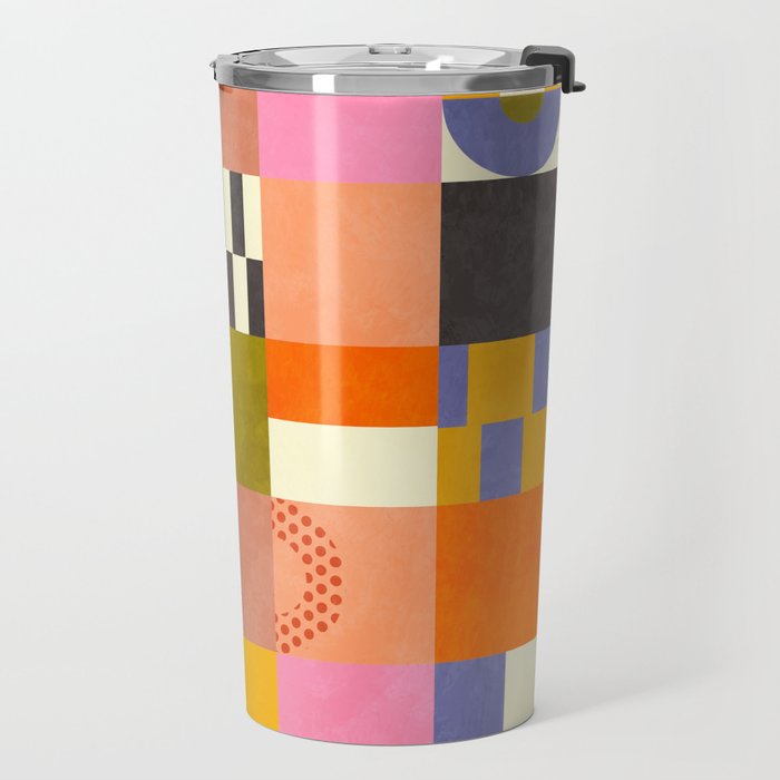 mid century mod shapes checkers Travel Mug Gallery Image 2