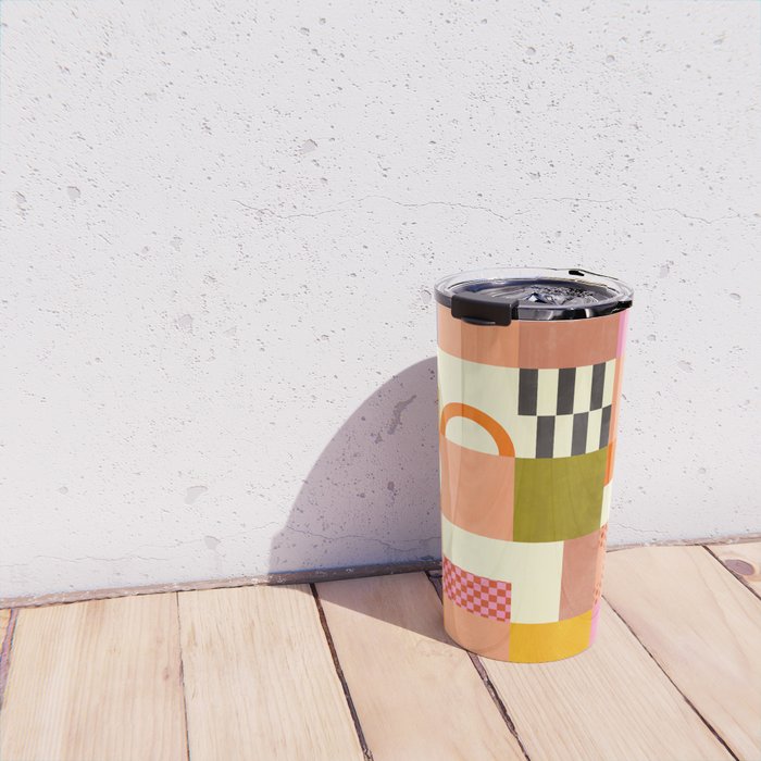 mid century mod shapes checkers Travel Mug Gallery Image 4