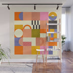 mid century mod shapes checkers Wall Mural Gallery Image 1
