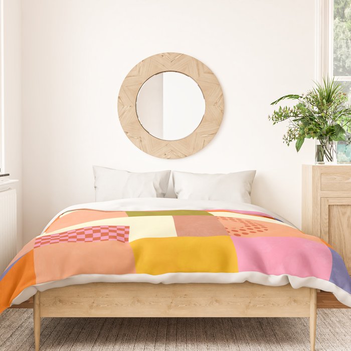 mid century mod shapes checkers Duvet Cover Gallery Image 3