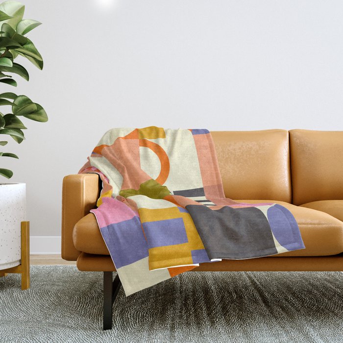 mid century mod shapes checkers Throw Blanket Gallery Image 1