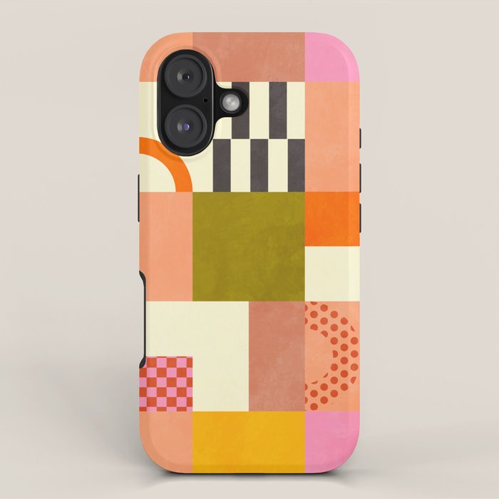 mid century mod shapes checkers iPhone Case Gallery Image 1