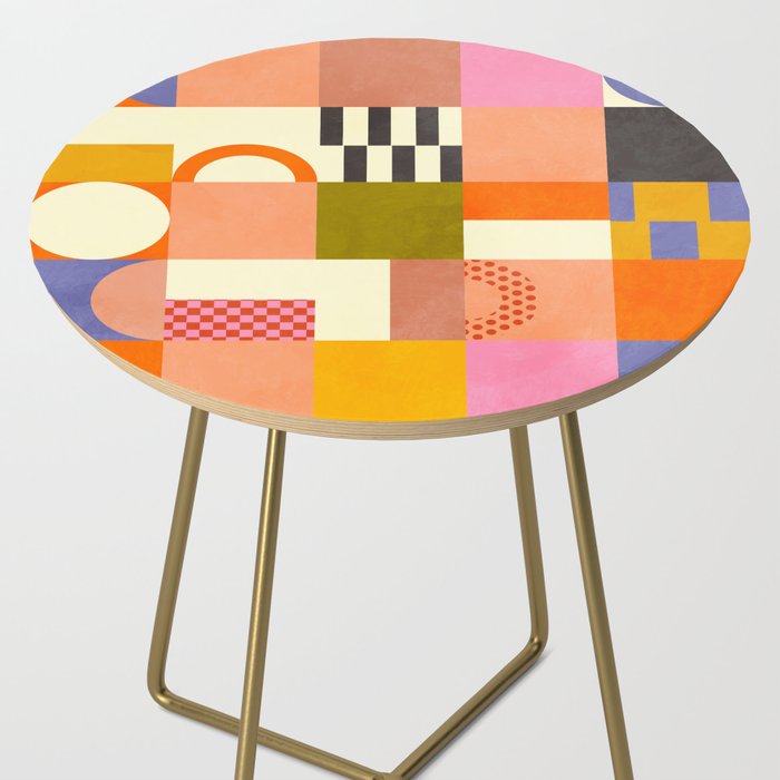 mid century mod shapes checkers Side Table Gallery Image 2