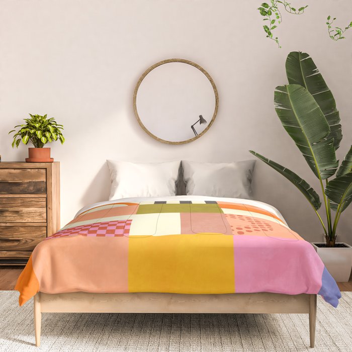 mid century mod shapes checkers Comforter Gallery Image 3