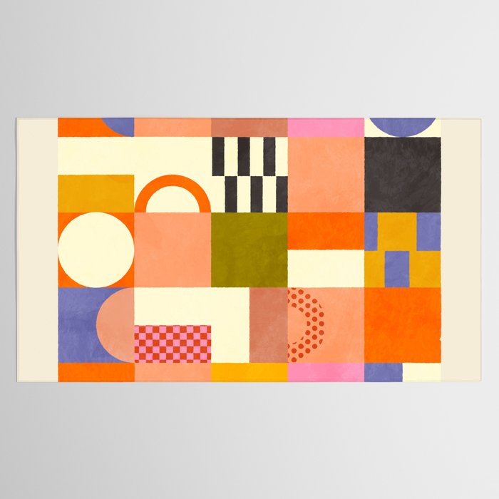 mid century mod shapes checkers Tablecloth Gallery Image 2