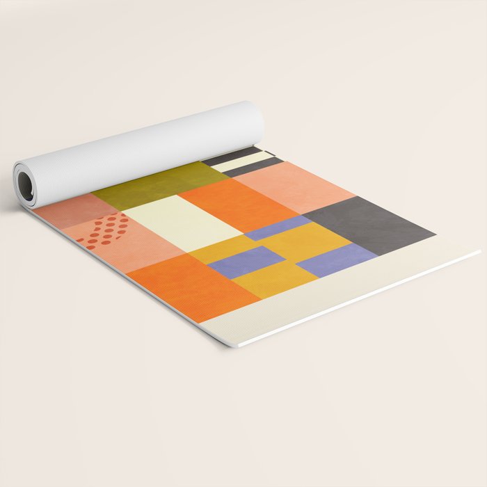 mid century mod shapes checkers Yoga Mat Gallery Image 2