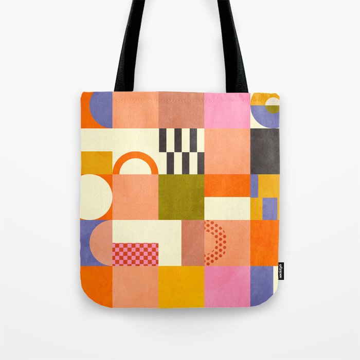 mid century mod shapes checkers Tote Bag Gallery Image 1