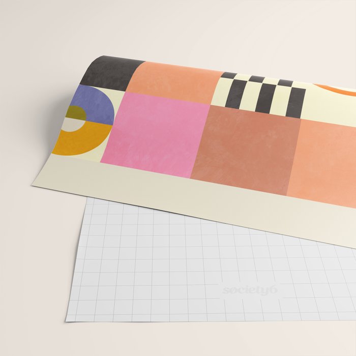mid century mod shapes checkers Wrapping Paper Gallery Image 2