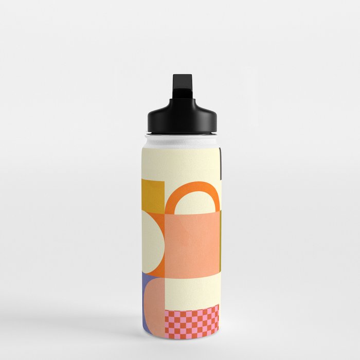 mid century mod shapes checkers Water Bottle Gallery Image 3