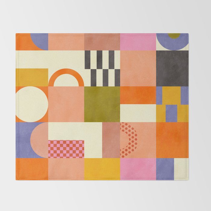 mid century mod shapes checkers Throw Blanket Gallery Image 2