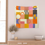 mid century mod shapes checkers Wall Tapestry Gallery Image 2
